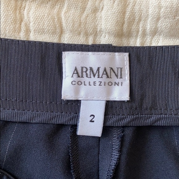 Armani Collezioni navy check fitted trousers pants - Picture 5 of 8